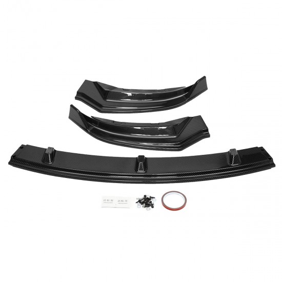 Carbon Black Front Bumper Lip Body Protector Kit Spoiler For Tesla Model 3 Sedan 2016-2019