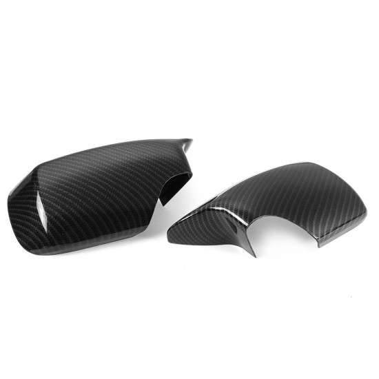 Carbon Fiber Look Door Wing Mirror Cover Case Replace Cap For BMW E46 E39 1998-2005