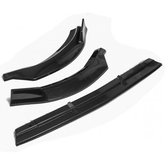 Carbon Fiber Style Front Bumper Lip Spoiler Cover Trim 3PCS For Mercedes E-Class W213 2016-2020