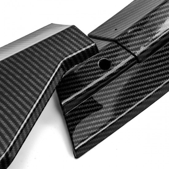 Carbon Fiber Style Front Bumper Lip Spoiler Cover Trim 3PCS For Mercedes E-Class W213 2016-2020