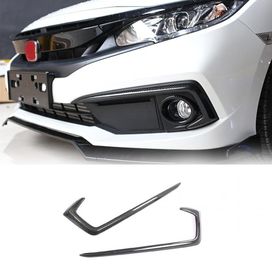 Carbon Fiber Style Front Fog light Eyebrow Cover Trim For Honda Civic 2019+ Carbon Fiber Style Front Fog light Eyebrow Cover Trim For Honda Civic 2019+