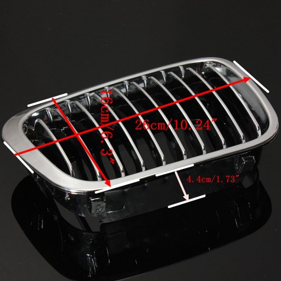 Front Kidney Chrome Glossy Grill Grille For BMW E46 3 Series 4 Door 4 DR 97-01