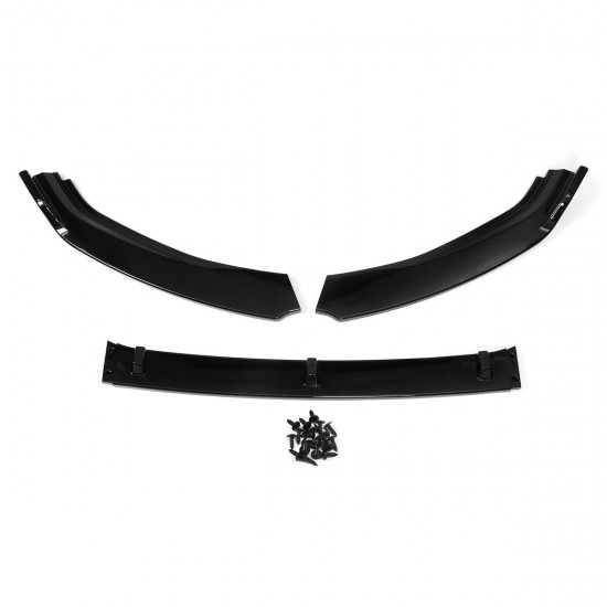 Glossy Black Front Bumper Lip Spoiler Trim 3PCS For VW Golf MK7 MK7.5 2014-2017