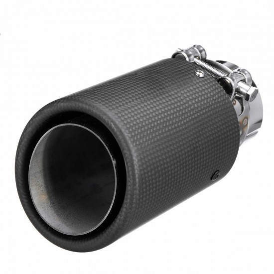 Matte Carbon Fiber Car Exhaust Pipe Tail Muffler Tip LED Light 63mm IN-89mm OUT