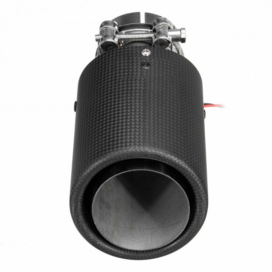 Matte Carbon Fiber Car Exhaust Pipe Tail Muffler Tip LED Light 63mm IN-89mm OUT