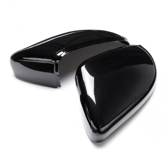 Pair Front Wing Side Car Mirror Cover Housing Cap Black For VW Golf MK6 Touran 09-15