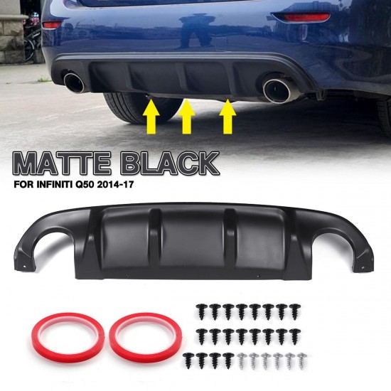 Rear Bumper Lip Diffuser Protection Spoiler ABS Fit For Infiniti Q50 2014-17 All Trims Rear Bumper Lip Diffuser Protection Spoiler ABS Fit For Infiniti Q50 2014-17 All Trims