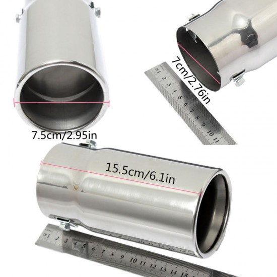 Round Universal Fits Car Stainless Steel Exhaust Tailpipe Tip Muffler Chrome Round Universal Fits Car Stainless Steel Exhaust Tailpipe Tip Muffler Chrome