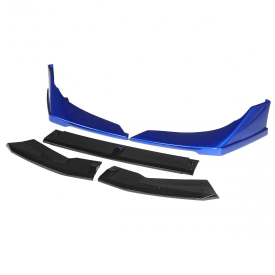 Sedan 4 Door Front Bumper Lip Protector Body Spoiler Blue 5PCs For Honda Civic 2019-2020