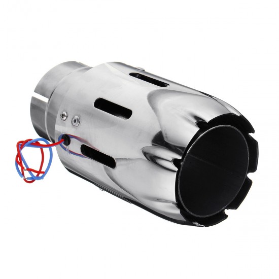 Stainless Exhaust Muffler Tip 63mm IN 89mm OUT With Blue Red LED Light Clamp-on Stainless Exhaust Muffler Tip 63mm IN 89mm OUT With Blue Red LED Light Clamp-on