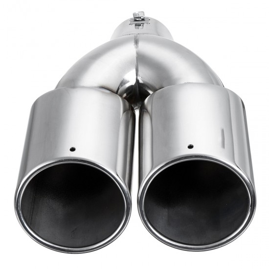 Universal 63mm Car Inlet Dual Exhaust Pipe Trim Tip Tail Muffler Stainless Steel Universal 63mm Car Inlet Dual Exhaust Pipe Trim Tip Tail Muffler Stainless Steel