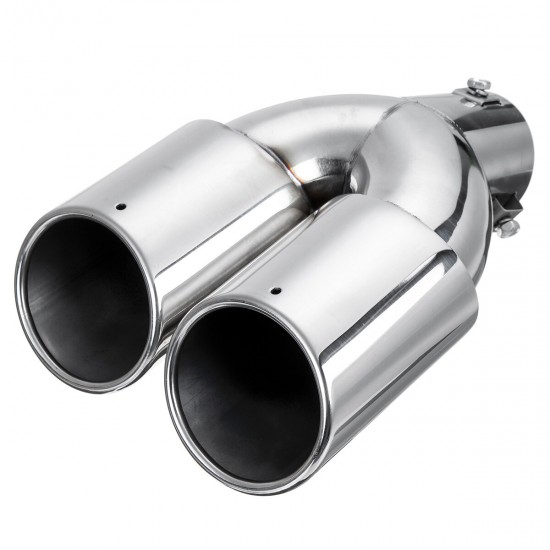 Universal 63mm Car Inlet Dual Exhaust Pipe Trim Tip Tail Muffler Stainless Steel Universal 63mm Car Inlet Dual Exhaust Pipe Trim Tip Tail Muffler Stainless Steel