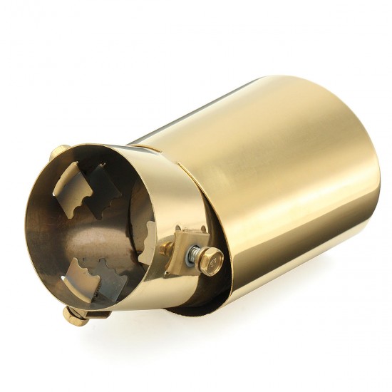 Universal 63mm Inlet Exhaust Muffler Tip Silencer Auto Gold Stainless Steel