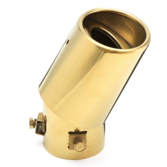 Universal 63mm Inlet Exhaust Muffler Tip Silencer Auto Gold Stainless Steel