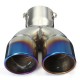 Universal Bluing Exhaust Muffler Silencer Dual Tail Pipe Tips 58-70mm Inlet