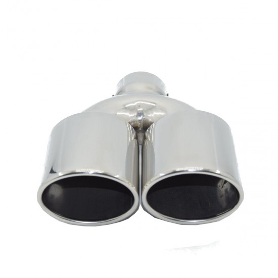 Universal Chrome Stainless Steel Car Exhaust Dual Tailpipe Tips 60mm Universal Chrome Stainless Steel Car Exhaust Dual Tailpipe Tips 60mm