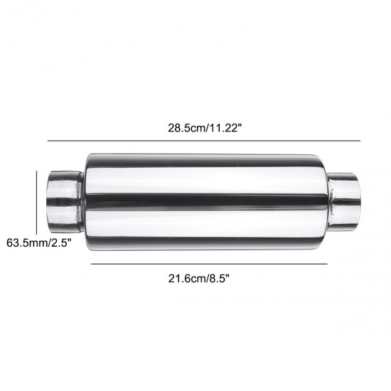 Universal Exhaust Muffler Resonator 304 Stainless Steel 2.5 Inch Inelt 2.5 Inch Outlet Universal Exhaust Muffler Resonator 304 Stainless Steel 2.5 Inch Inelt 2.5 Inch Outlet