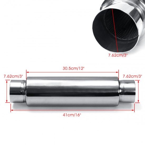 Universal Exhaust Muffler Silencer Glass Pack 12inch Long 3inch Inlet Outlet Universal Exhaust Muffler Silencer Glass Pack 12inch Long 3inch Inlet Outlet