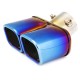 Universal Half-Grilled Blue Double Outlet Exhaust Muffler Tip End Tail Pipe Universal Half-Grilled Blue Double Outlet Exhaust Muffler Tip End Tail Pipe