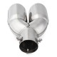 Universal Silver Double Outlet Exhaust Muffler Tip End Tail Pipe Universal Silver Double Outlet Exhaust Muffler Tip End Tail Pipe