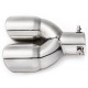 Universal Silver Double Outlet Exhaust Muffler Tip End Tail Pipe Universal Silver Double Outlet Exhaust Muffler Tip End Tail Pipe