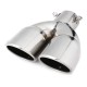 Universal Silver Double Outlet Exhaust Muffler Tip End Tail Pipe Universal Silver Double Outlet Exhaust Muffler Tip End Tail Pipe