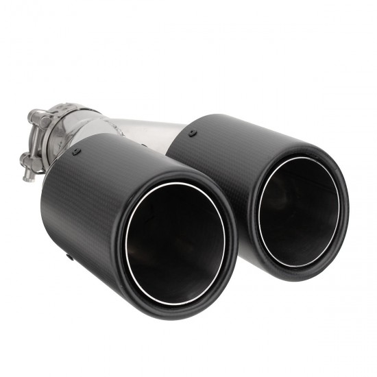 Universal Stainless Steel Car Dual Tail Exhaust Muffler Tip 60-63mm Inlet Carbon Fiber Universal Stainless Steel Car Dual Tail Exhaust Muffler Tip 60-63mm Inlet Carbon Fiber