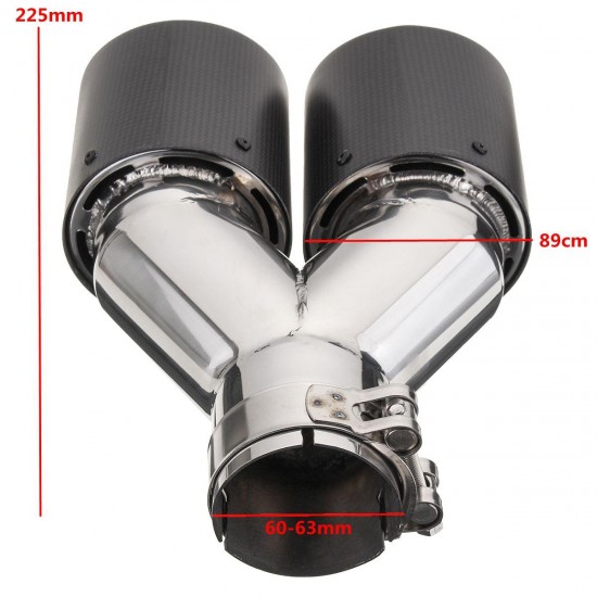 Universal Stainless Steel Car Dual Tail Exhaust Muffler Tip 60-63mm Inlet Carbon Fiber Universal Stainless Steel Car Dual Tail Exhaust Muffler Tip 60-63mm Inlet Carbon Fiber