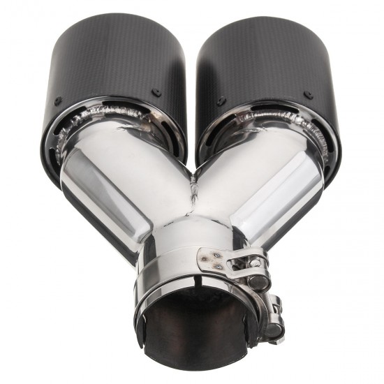 Universal Stainless Steel Car Dual Tail Exhaust Muffler Tip 60-63mm Inlet Carbon Fiber Universal Stainless Steel Car Dual Tail Exhaust Muffler Tip 60-63mm Inlet Carbon Fiber