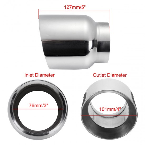 Universal Stainless Steel Exhaust Muffler Double Wall Round Slant 3 Inch Inelt 4 Inch Outlet Universal Stainless Steel Exhaust Muffler Double Wall Round Slant 3 Inch Inelt 4 Inch Outlet