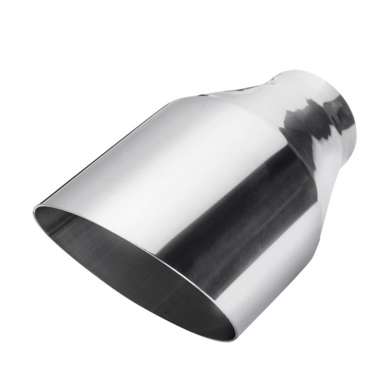 Universal Stainless Steel Exhaust Muffler Round Slant 2.25 Inch Inelt 4 Inch Outlet