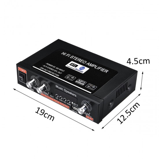 12V 220V Two-way Car Audio bluetooth 2 Channel Digital Power Car Amplifier