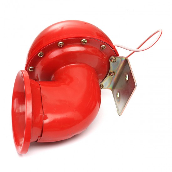 12V Metal Red Electric Horn Super Loud Raging Sound w/ Pull Lever Car Truck