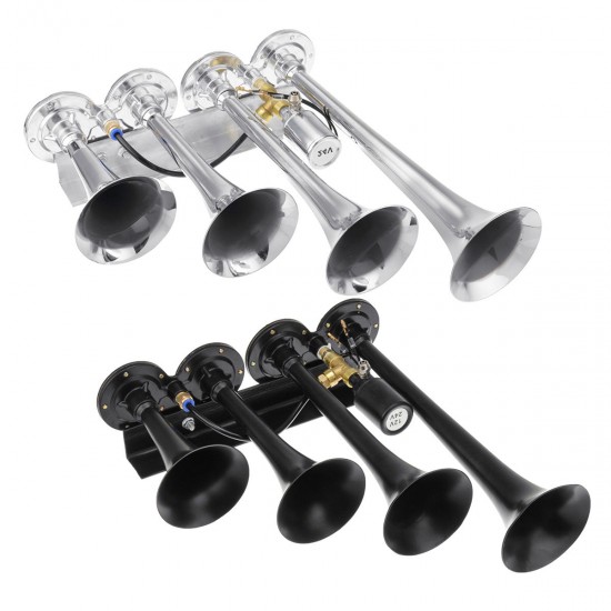 149DB 4/FOUR Metal Trumpet Air Horn Chrome Train Car Truck Boat 12V 24V 149DB 4/FOUR Metal Trumpet Air Horn Chrome Train Car Truck Boat 12V 24V