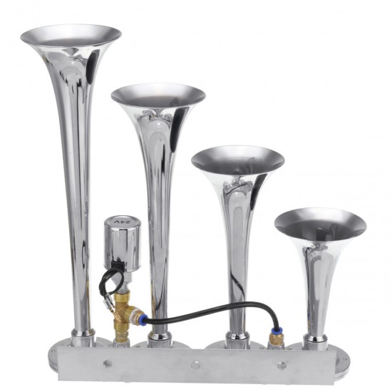 149DB 4/FOUR Metal Trumpet Air Horn Chrome Train Car Truck Boat 12V 24V 149DB 4/FOUR Metal Trumpet Air Horn Chrome Train Car Truck Boat 12V 24V