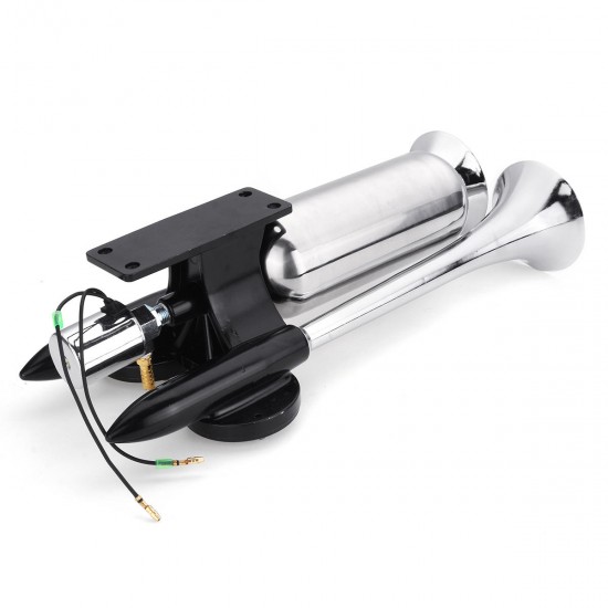 175DB Car Truck Train Boat Dual Trumpet Air Horn Chrome Compressor Kit 24V Auto 175DB Car Truck Train Boat Dual Trumpet Air Horn Chrome Compressor Kit 24V Auto