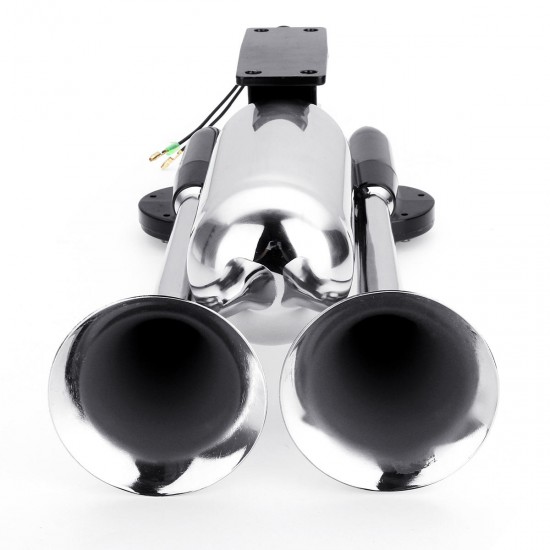 175DB Car Truck Train Boat Dual Trumpet Air Horn Chrome Compressor Kit 24V Auto 175DB Car Truck Train Boat Dual Trumpet Air Horn Chrome Compressor Kit 24V Auto