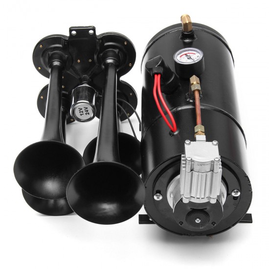 2-Trumpet Train Air Horn 12V Compressor Tubing 150 dB 170 PSI Kit 3L for Car Truck Campers 2-Trumpet Train Air Horn 12V Compressor Tubing 150 dB 170 PSI Kit 3L for Car Truck Campers
