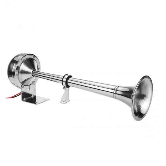 328db 12V Electric Air Horn Super Loud Single Trumpet Metal Gas Horn for Boat Truck RV