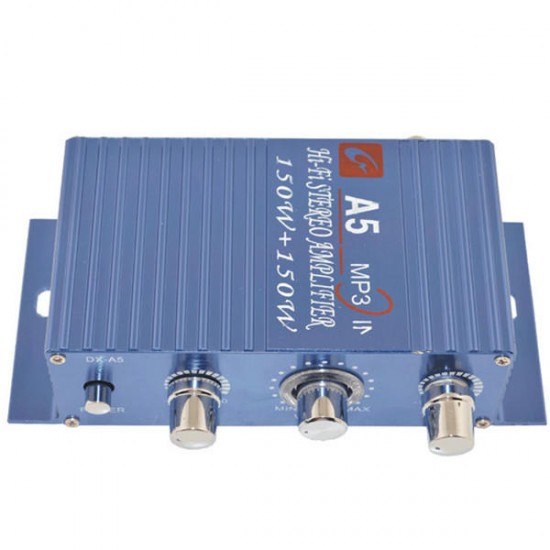 A5 Car / Motorcycle MP3 Hi-Fi Stereo Sound Amplifier Blue + Silver A5 Car / Motorcycle MP3 Hi-Fi Stereo Sound Amplifier Blue + Silver