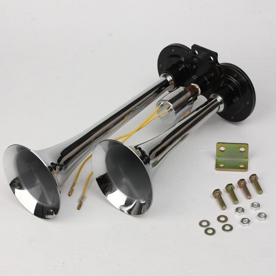Air Horn Kit Two-Trumpet w/110 PSI 12-Volt Compressor Tank&Gauge