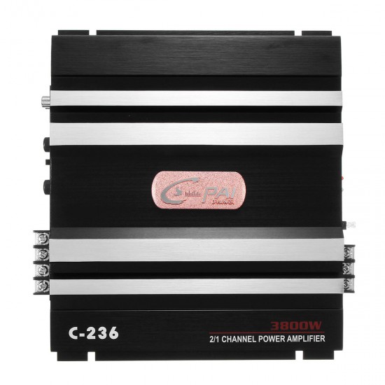 C-236 3800 Watt 2 Channel Powerful Car Audio Amplifier Bass AMP Aluminum 12V DC