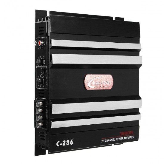 C-236 3800 Watt 2 Channel Powerful Car Audio Amplifier Bass AMP Aluminum 12V DC