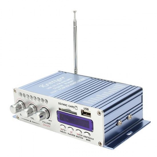 HY502 Blue 12V 40W Hi-Fi LED Car Stereo Amplifier