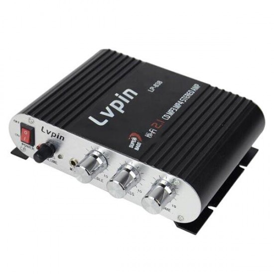 LP-838 200W 12V Super Bass Mini Hi-Fi Stereo Amplifier Booster Radio MP3