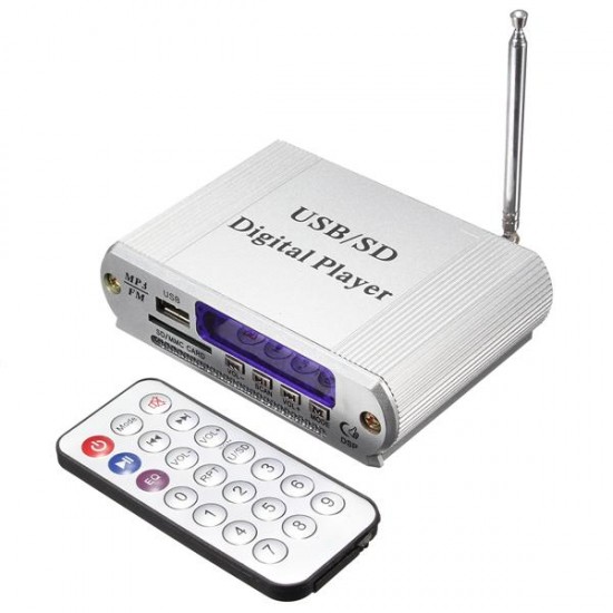 Mini Digital Player FM Radio Remote Control LED Display MP3 USB SD Headphone Out Car Amplifier