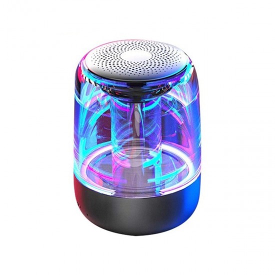 Wireless Stereo Speaker with Transparent Design Breathing LED Light bluetooth 5.0 TF Card & AUX Audio Input Super Bass Support TWS Enable Loudspeaker