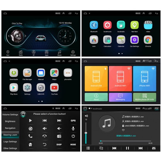 10.1 Inch 1DIN for Android 9.1 Car Stereo Radio 360 Degree Rotation Multimedia Player 4 Core 1+16G 2.5D IPS Screen GPS 4G WIFI FM AM
