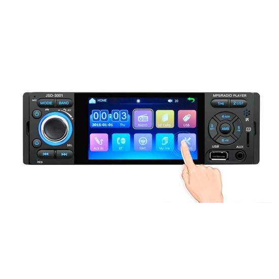 3001 4.1Inch 1 Din Car Stereo MP5 Player Touch Screen FM Radio bluetooth USB AUX Mirror Link Remote Control Support Backup Camera 3001 4.1Inch 1 Din Car Stereo MP5 Player Touch Screen FM Radio bluetooth USB AUX Mirror Link Remote Control Support Backup Camera