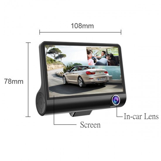 4 Inch FHD 1080P Car DVR Camera 3 Lens Recorder Support Night Vision 4 Inch FHD 1080P Car DVR Camera 3 Lens Recorder Support Night Vision